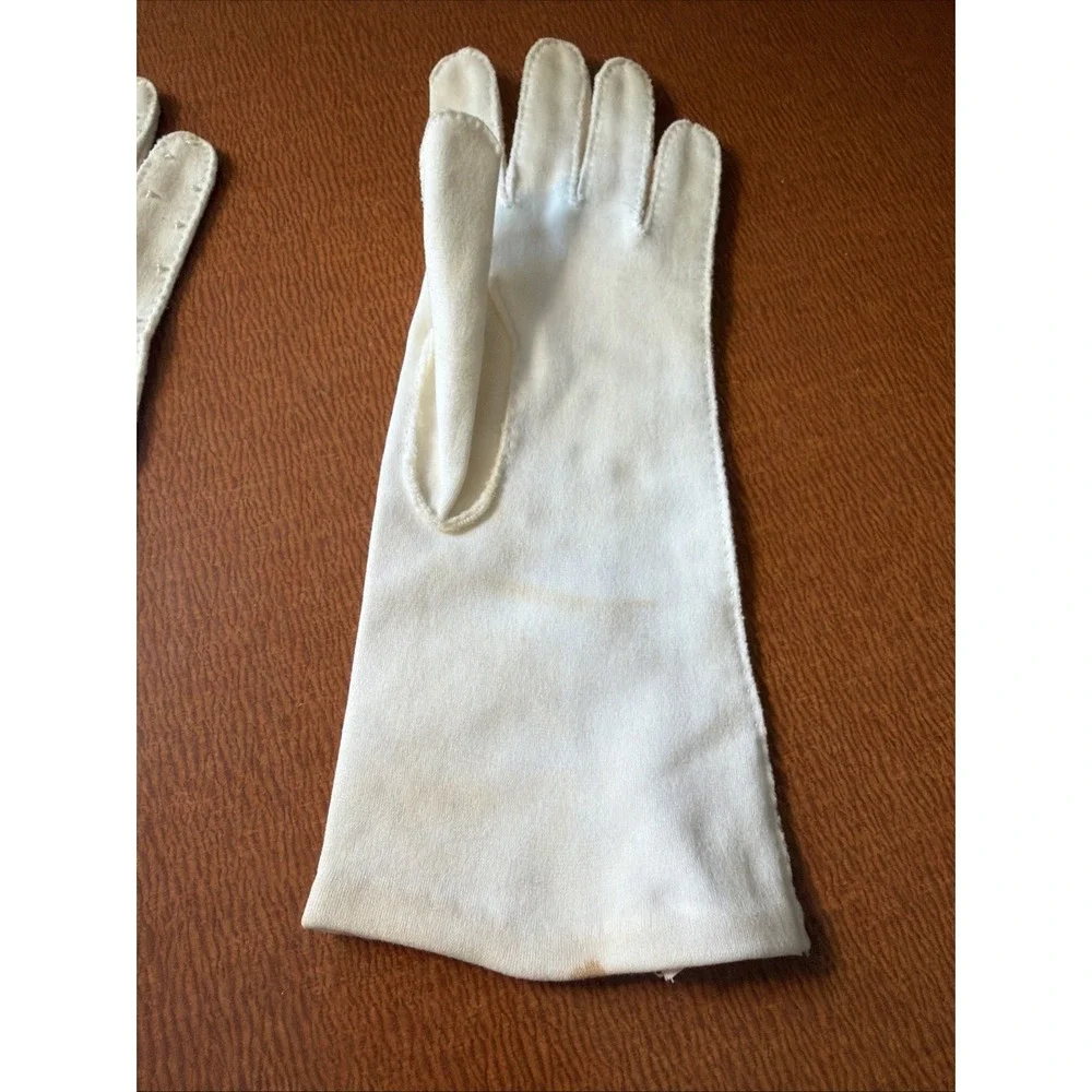 Vtg Ivory Simplex‎ 100% Cotton Gloves Size 7 Beaded